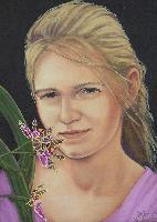 ''Portret Ani ze storczykiem Zygopetalum''